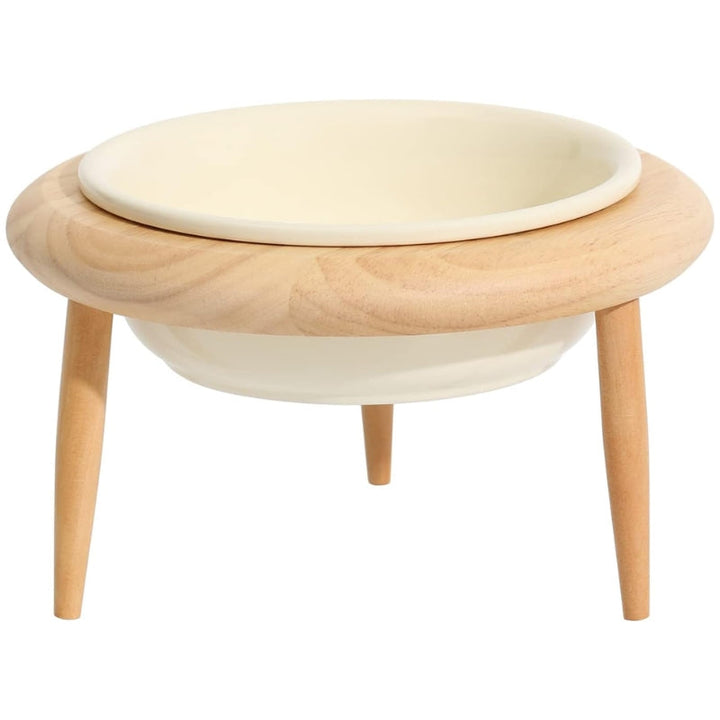Lisslune | Misha Ceramic Elevated Cat Bowl with Wooden Stand