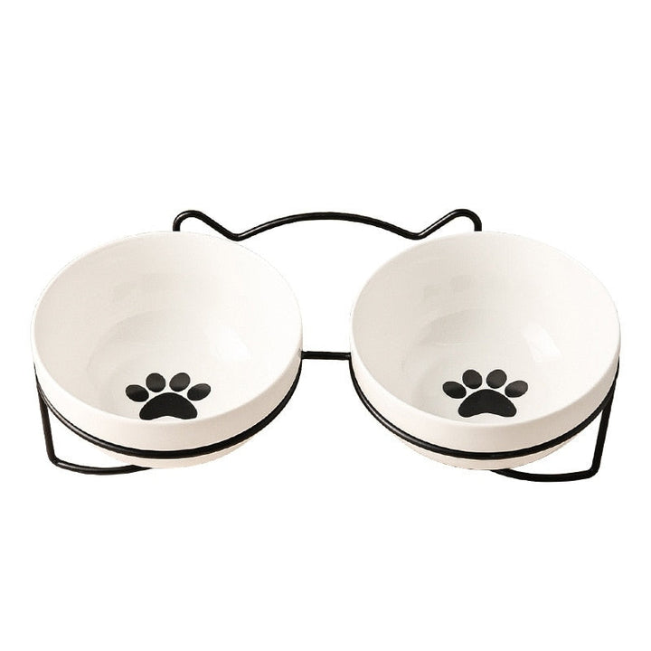 Lisslune | Low-threshold ceramic cat food bowl with stand