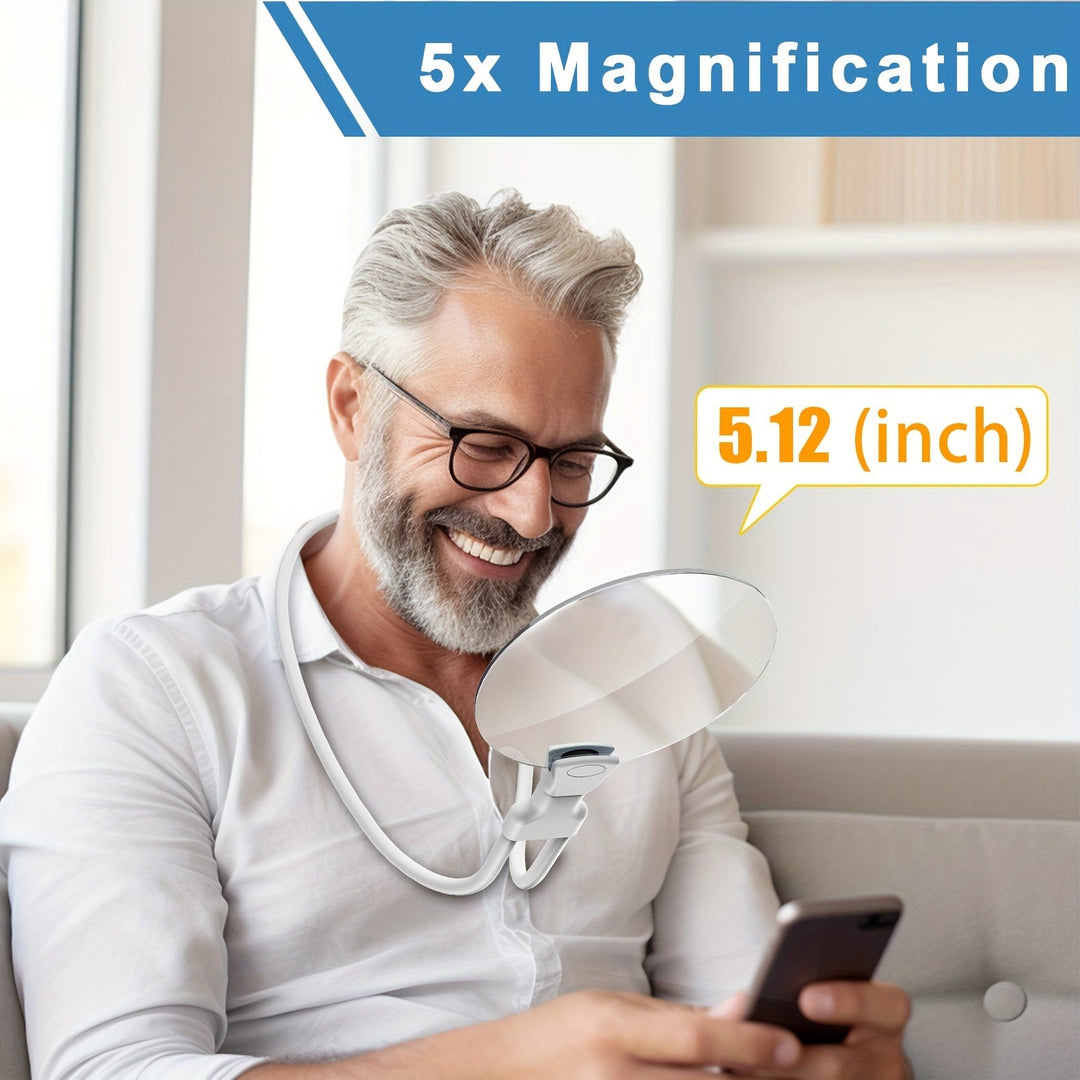 Lisslune | 5X Magnifying Glass Pro – Hands-Free Adjustable Neck Loupe for Seniors and People with Visual Impairment – Perfect for Reading, Sewing, Crafting, and Inspecting