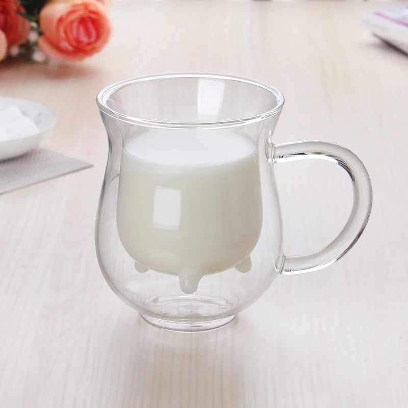 Lisslune | Cow Double Layer Glass Mug