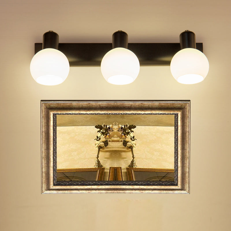 Lisslune | Multi Globe Opal Glass Wall Lamp Modern 3-Light Bathroom Sconces Light in Black/White