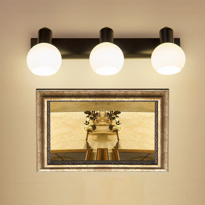 Lisslune | Multi Globe Opal Glass Wall Lamp Modern 3-Light Bathroom Sconces Light in Black/White