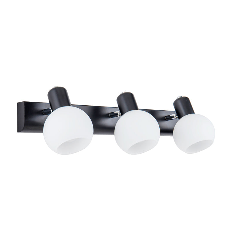 Lisslune | Multi Globe Opal Glass Wall Lamp Modern 3-Light Bathroom Sconces Light in Black/White