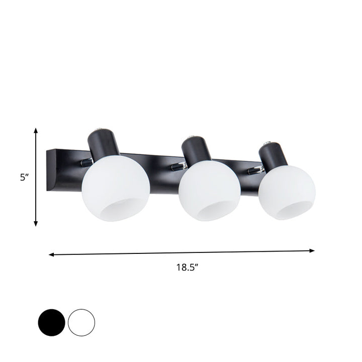Lisslune | Multi Globe Opal Glass Wall Lamp Modern 3-Light Bathroom Sconces Light in Black/White