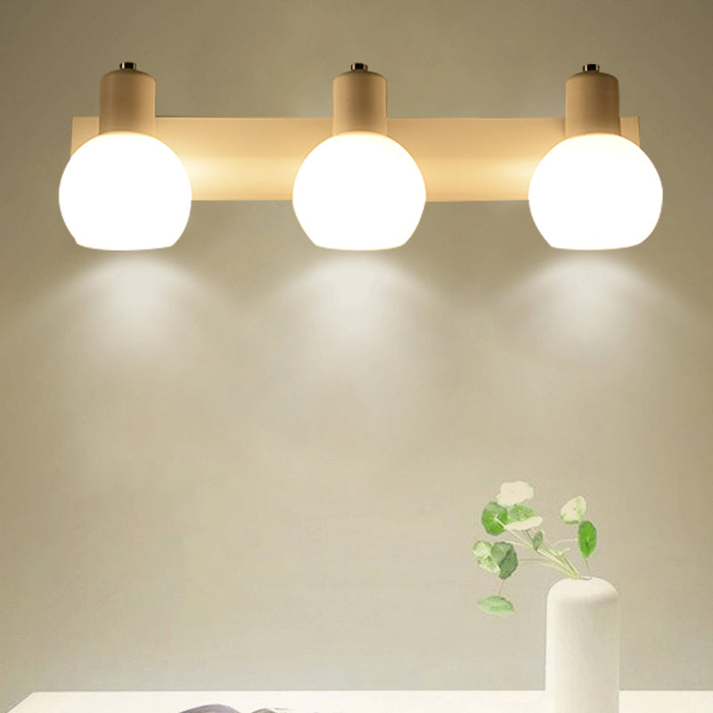 Lisslune | Multi Globe Opal Glass Wall Lamp Modern 3-Light Bathroom Sconces Light in Black/White