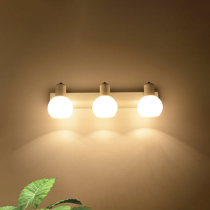 Lisslune | Multi Globe Opal Glass Wall Lamp Modern 3-Light Bathroom Sconces Light in Black/White