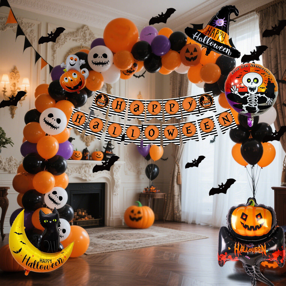 Lisslune | Halloween Balloon Set – Black Orange Purple with Pumpkin Print