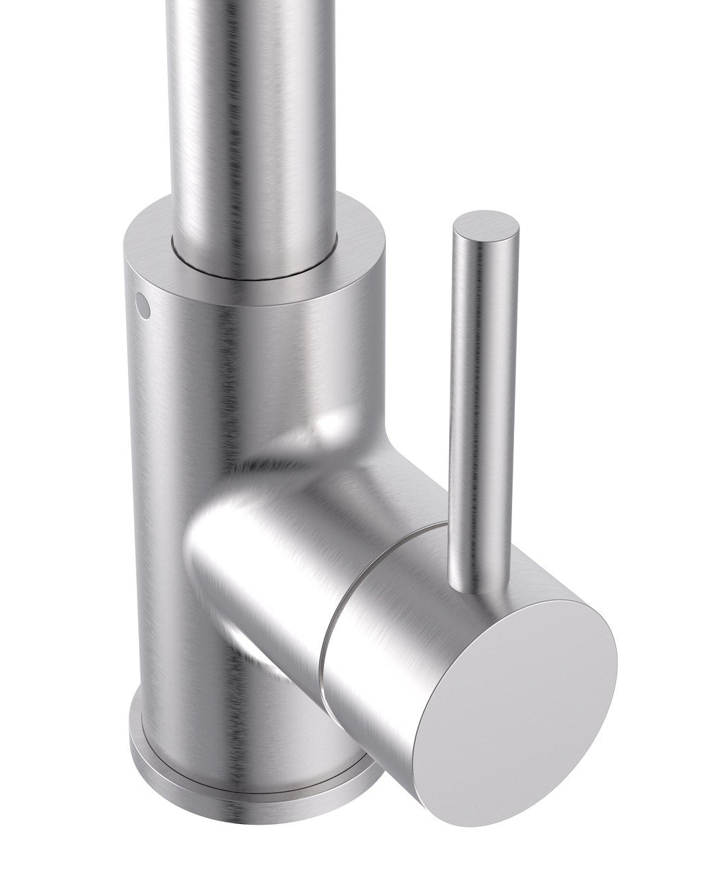 Lisslune | Single Hole Basin Mixer Tap, Pull Out Spout with Dual Function, Brushed Steel