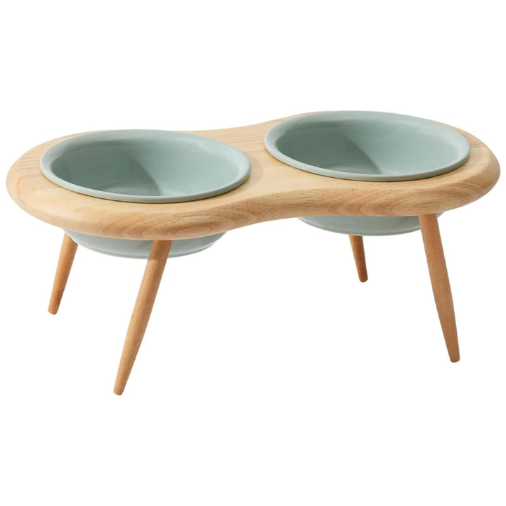 Lisslune | Misha Ceramic Elevated Cat Bowl with Wooden Stand