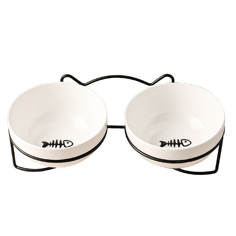Lisslune | Low-threshold ceramic cat food bowl with stand