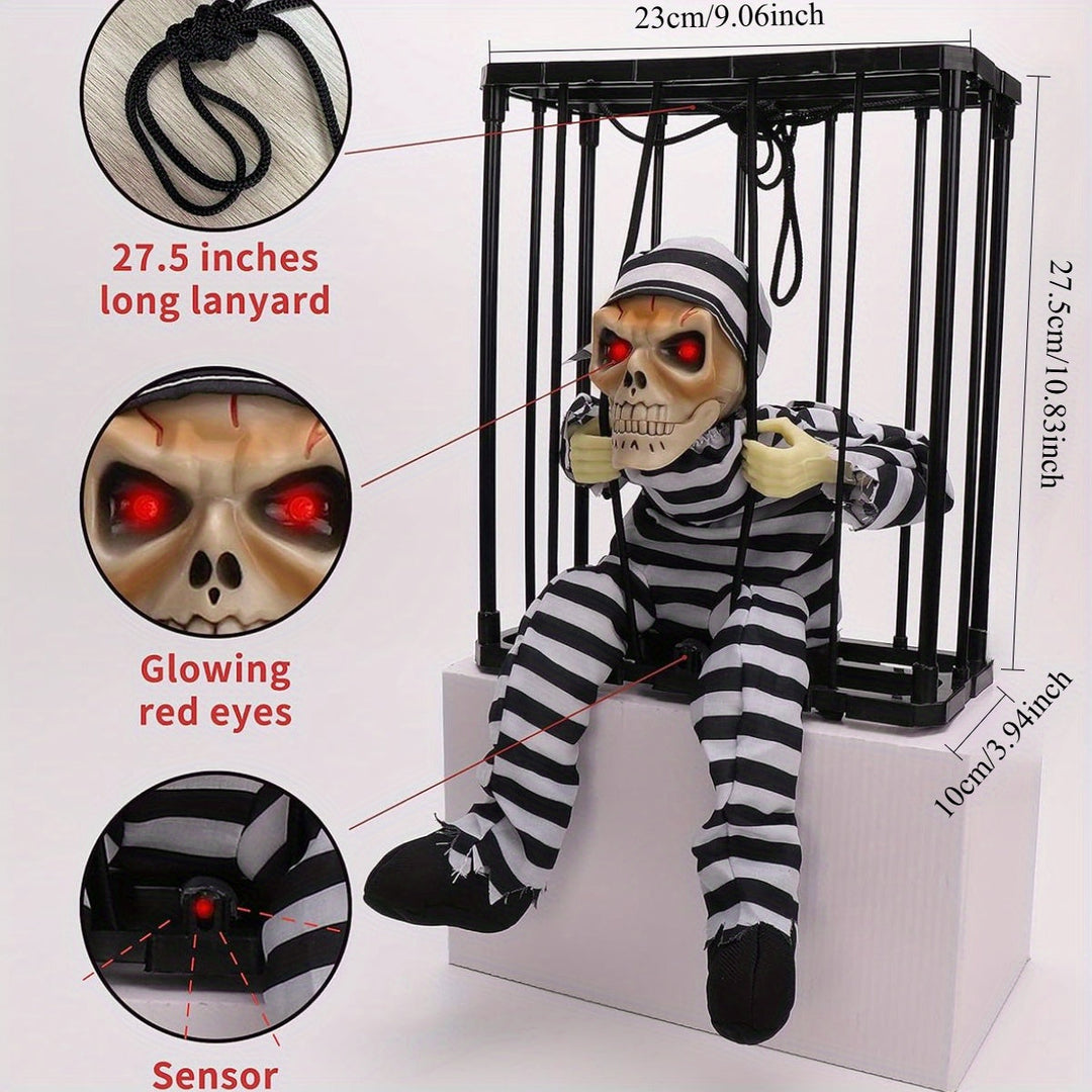 Lisslune | TerrorBone Animated Screaming Skeleton – Hanging Halloween Prop with Motion Sensor