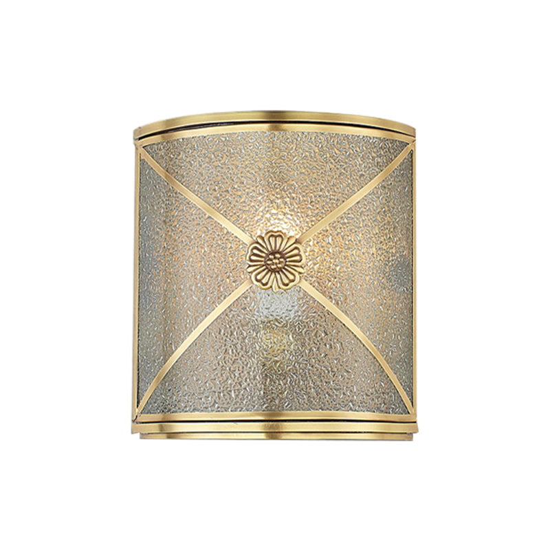 Skørter | Water Glass Half Cylinder Wall Light Traditional 1 Head Corner Wall Mount Light in Brass