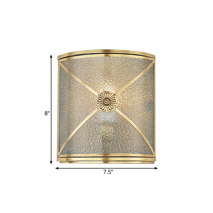 Skørter | Water Glass Half Cylinder Wall Light Traditional 1 Head Corner Wall Mount Light in Brass