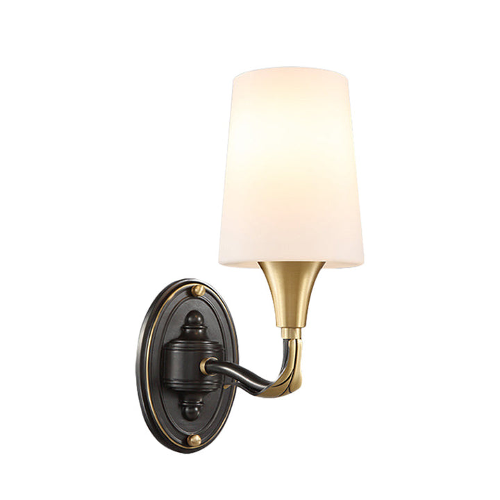 Skørter | Brass Conical Wall Mounted Lamp Traditional Frosted Glass 1/2-Light Hallway Wall Sconce Lighting