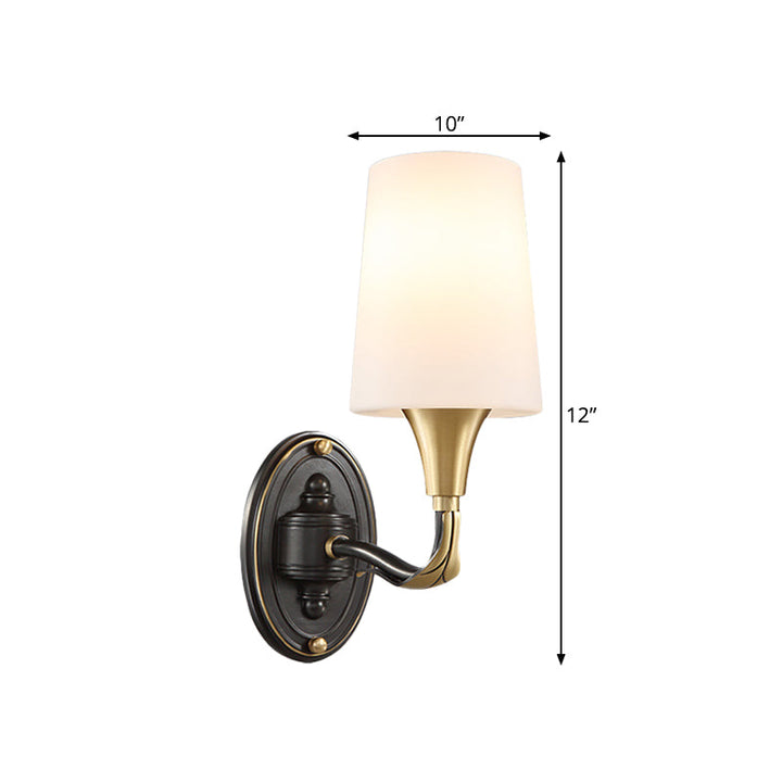 Skørter | Brass Conical Wall Mounted Lamp Traditional Frosted Glass 1/2-Light Hallway Wall Sconce Lighting