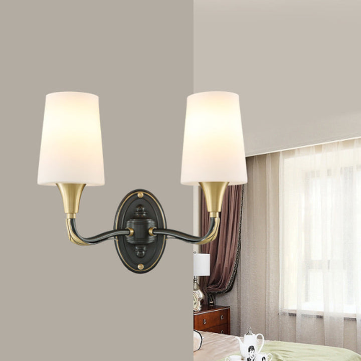 Skørter | Brass Conical Wall Mounted Lamp Traditional Frosted Glass 1/2-Light Hallway Wall Sconce Lighting