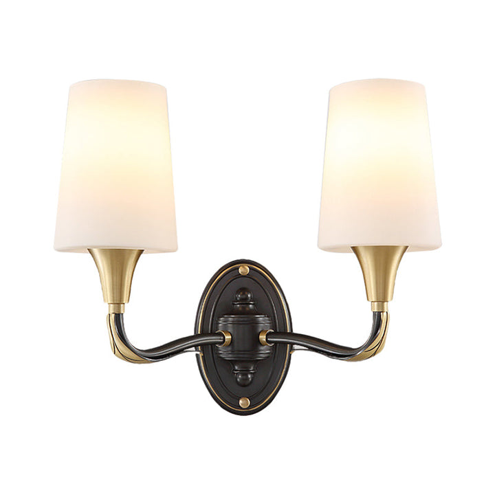 Skørter | Brass Conical Wall Mounted Lamp Traditional Frosted Glass 1/2-Light Hallway Wall Sconce Lighting