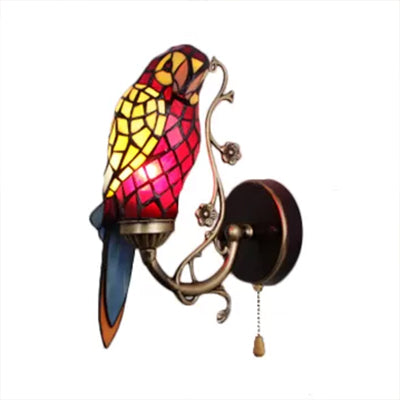 Lisslune | Rustic Parrot Wall Lighting Art Glass 1 Light Art Deco Wall Lamp for Living Room