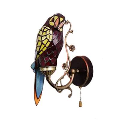 Lisslune | Rustic Parrot Wall Lighting Art Glass 1 Light Art Deco Wall Lamp for Living Room