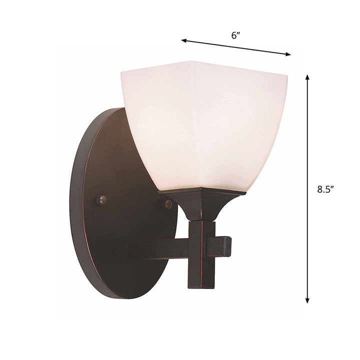 Skørter | Trapezium Indoor Wall Lamp Traditional Cream Glass 1 Light Black Wall Lamp Lighting