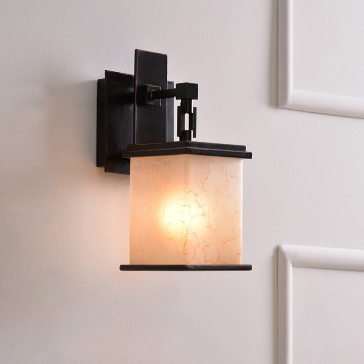 Skørter | Black 1 Head Wall Lighting Farmhouse Tan Crackle Glass Cube Wall Mount Lamp Socket