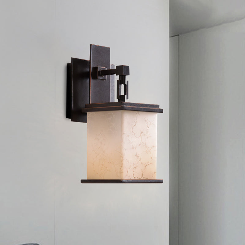 Skørter | Black 1 Head Wall Lighting Farmhouse Tan Crackle Glass Cube Wall Mount Lamp Socket