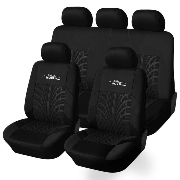 Lisslune | Universal Fit Embroidered Car Seat Cushions with Tire Track Detail