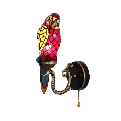 Lisslune | Rustic Parrot Wall Lighting Art Glass 1 Light Art Deco Wall Lamp for Living Room