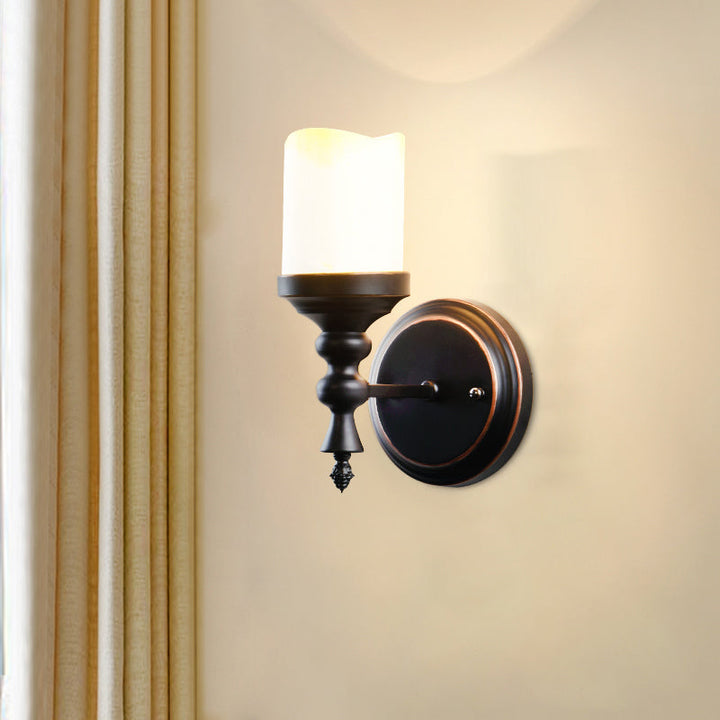 Skørter | Opal Glass Wall Light Sconces Antiqued 1 Light Indoor Wall Lamp Fixture in Black