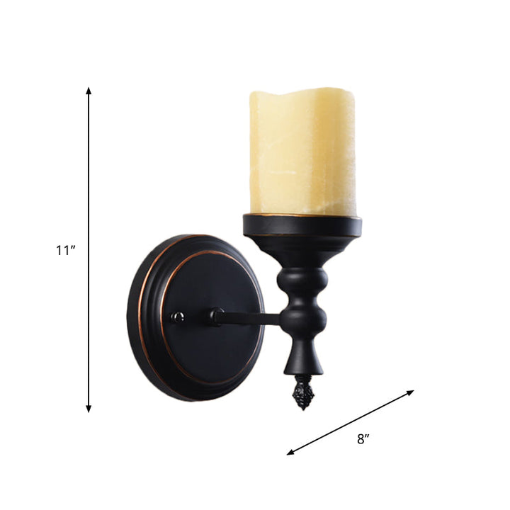 Skørter | Opal Glass Wall Light Sconces Antiqued 1 Light Indoor Wall Lamp Fixture in Black