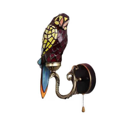 Lisslune | Rustic Parrot Wall Lighting Art Glass 1 Light Art Deco Wall Lamp for Living Room