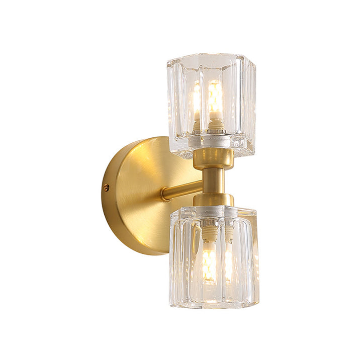 Skørter | Clear Crystal Glass Brass Wall Lighting Cup-shaped 2 Heads Traditional Up-Down Wall Mounted Lamp