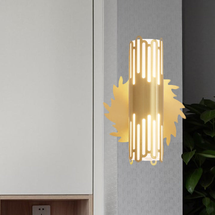 Skørter | Cylinder Bed Nightstand Wall Lamp Contemporary Metal LED Brass Wall Lamp Fixture