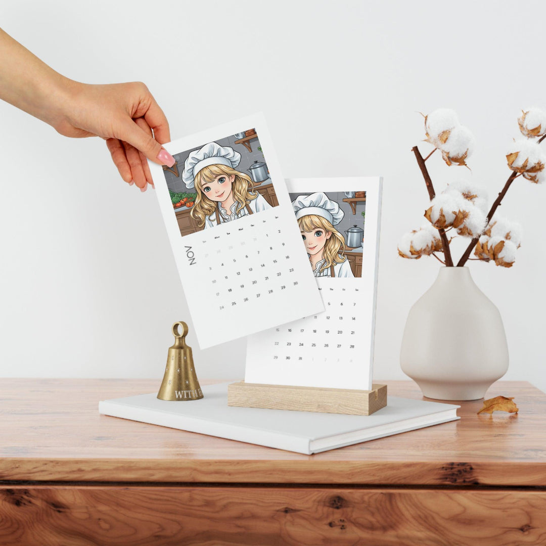 Lisslune | 2024 Sustainable Young Chef Customizable Photo Desk Calendar with Eco-Friendly Design