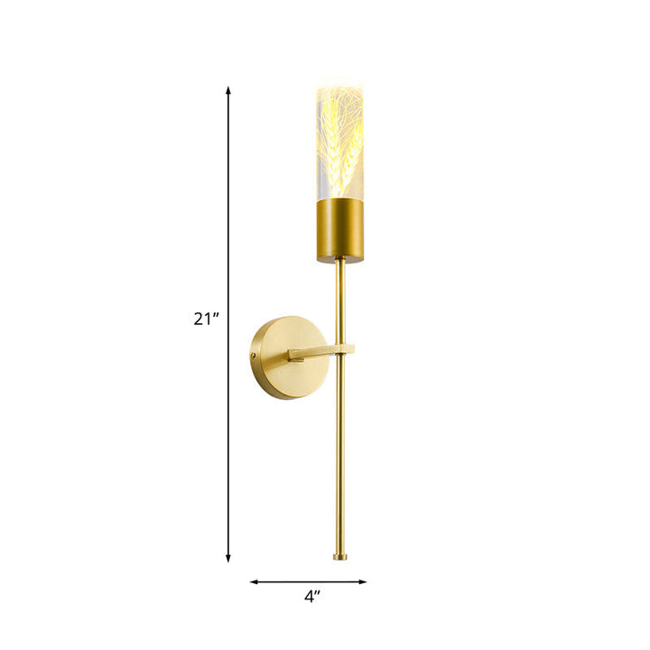 Skørter | LED Wall Lighting Ideas Traditional Pencil Arm Metal Wall Lamp in Brass with Wheat Ear Deco