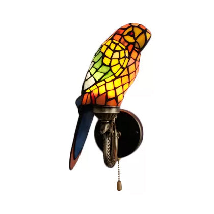 Lisslune | Rustic Parrot Wall Lighting Art Glass 1 Light Art Deco Wall Lamp for Living Room