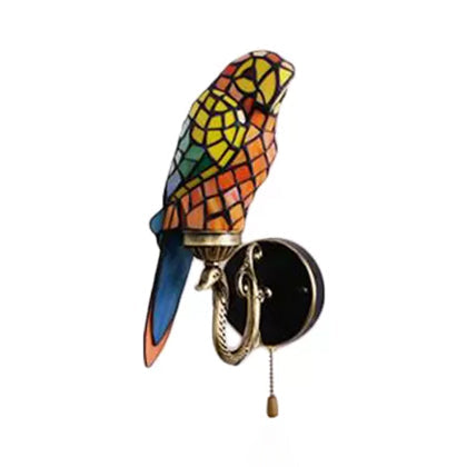 Lisslune | Rustic Parrot Wall Lighting Art Glass 1 Light Art Deco Wall Lamp for Living Room
