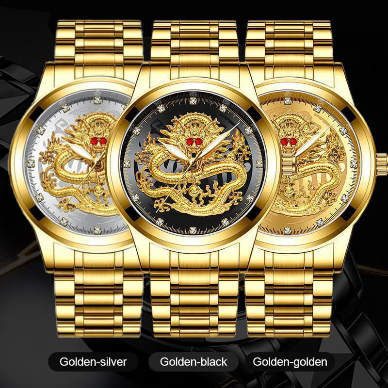 Lisslune | Embossed Golden Dragon Watch