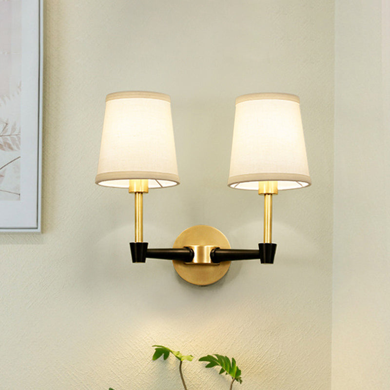 Skørter | Traditional narrow tapering wall-mounted lamp 1/2-bulb fabric wall lighting in black
