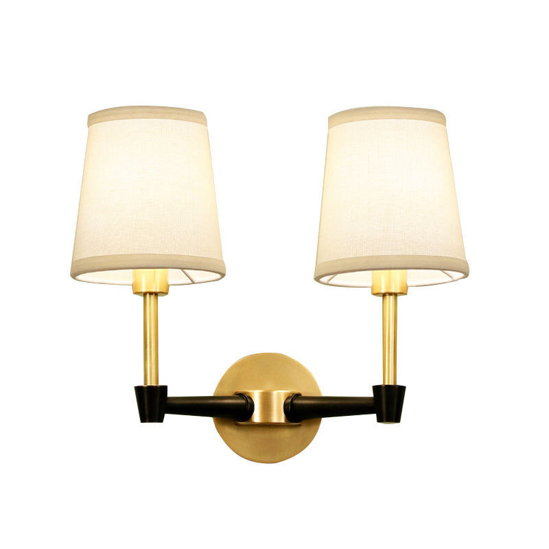 Skørter | Traditional narrow tapering wall-mounted lamp 1/2-bulb fabric wall lighting in black