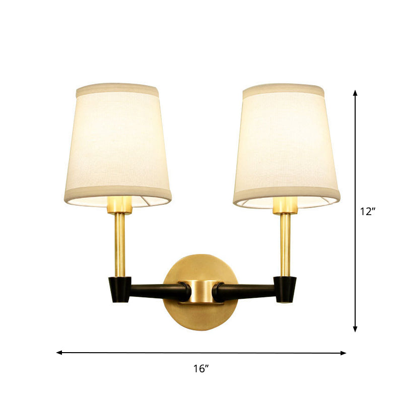 Skørter | Traditional narrow tapering wall-mounted lamp 1/2-bulb fabric wall lighting in black
