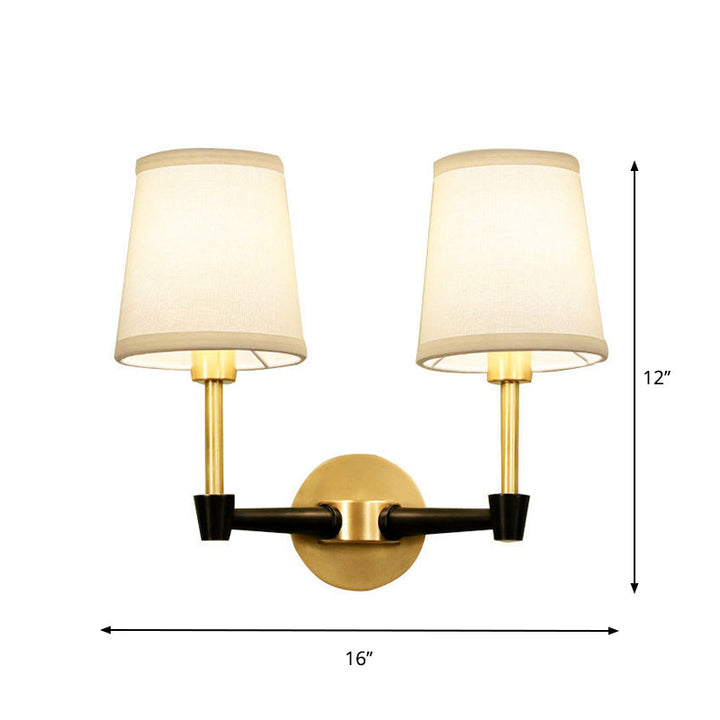 Skørter | Traditional narrow tapering wall-mounted lamp 1/2-bulb fabric wall lighting in black