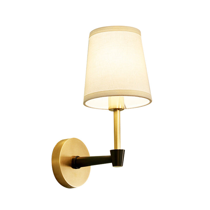 Skørter | Traditional narrow tapering wall-mounted lamp 1/2-bulb fabric wall lighting in black