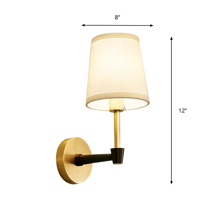 Skørter | Traditional narrow tapering wall-mounted lamp 1/2-bulb fabric wall lighting in black
