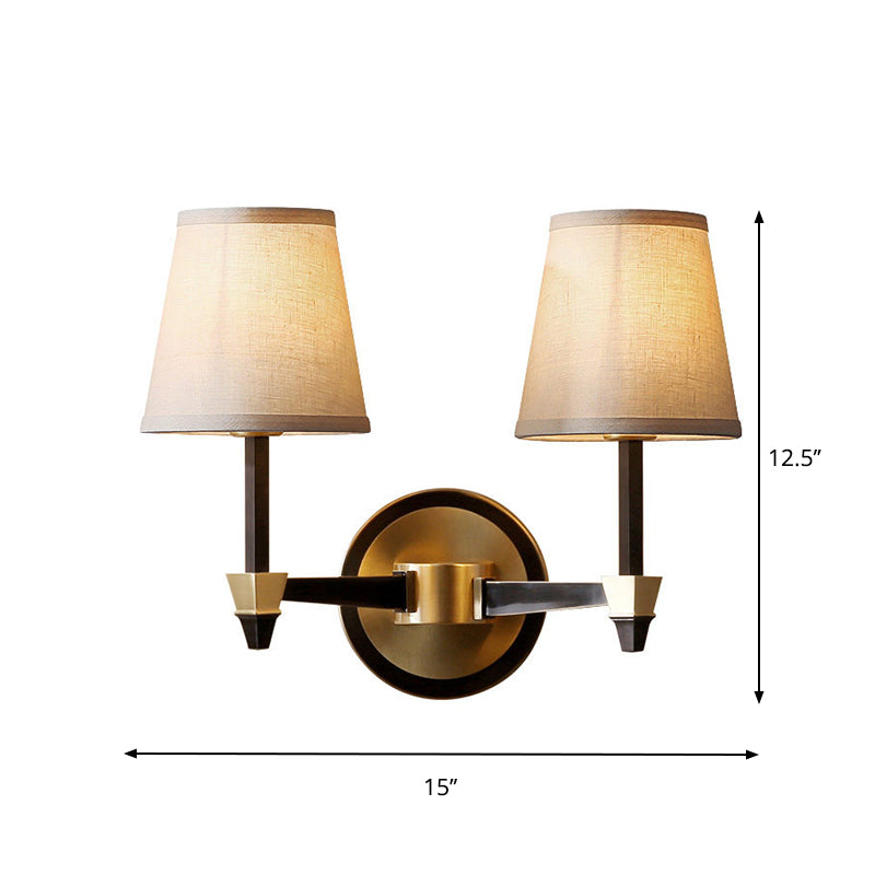 Skørter | Fabric Cone Wall Lamp Wall Lamp Country Style 1/2-Cup Living Room Wall Lighting Ideas in Black