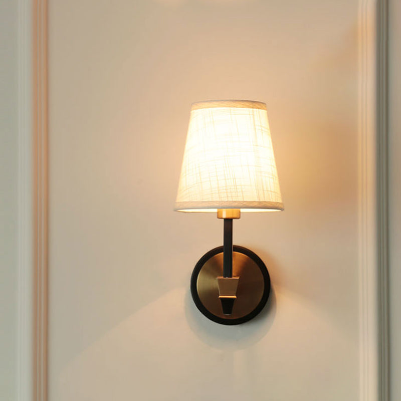 Skørter | Fabric Cone Wall Lamp Wall Lamp Country Style 1/2-Cup Living Room Wall Lighting Ideas in Black
