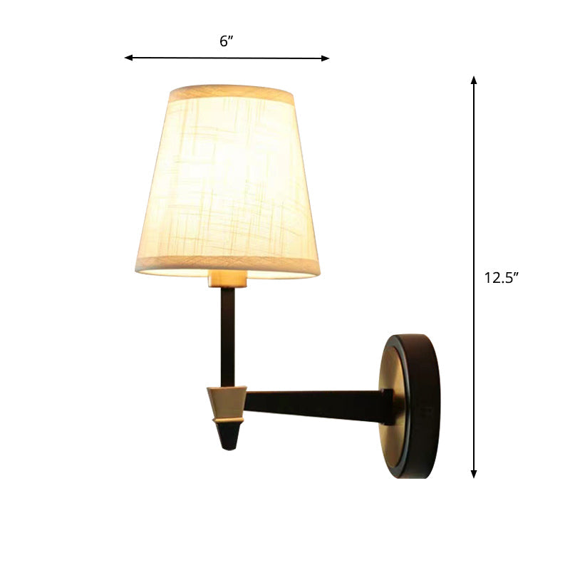 Skørter | Fabric Cone Wall Lamp Wall Lamp Country Style 1/2-Cup Living Room Wall Lighting Ideas in Black
