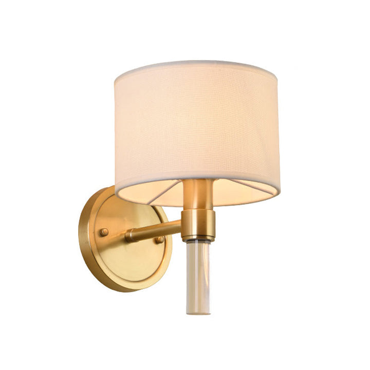 Skørter | 1 Head Wall Mounted Lamp Rustic Drum Shade Fabric Wall Light in Brass for Living Room