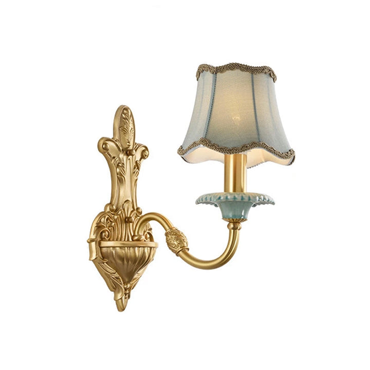 Skørter | Brass Scalloped Wall Lighting Rustic Style Fabric 1/2 Lights Dining Room Wall Mount Light Fixture
