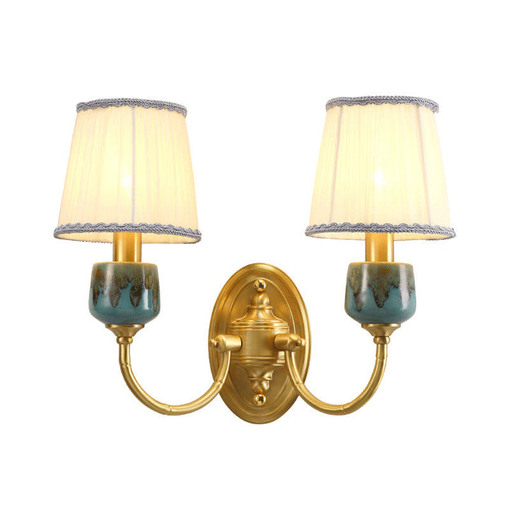 Skørter | Brass 1/2-Light Wall Hanging Light Classic Metal Swing Arms Wall Lamp with Cone Fabric Base